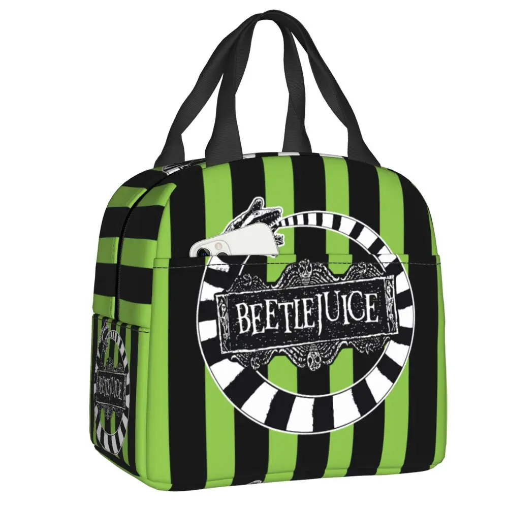 

Beetlejuice Resuable Lunch Box for Women Kids School Waterproof Tim Burton Horror Movie Thermal Cooler Food Insulated Lunch Bag