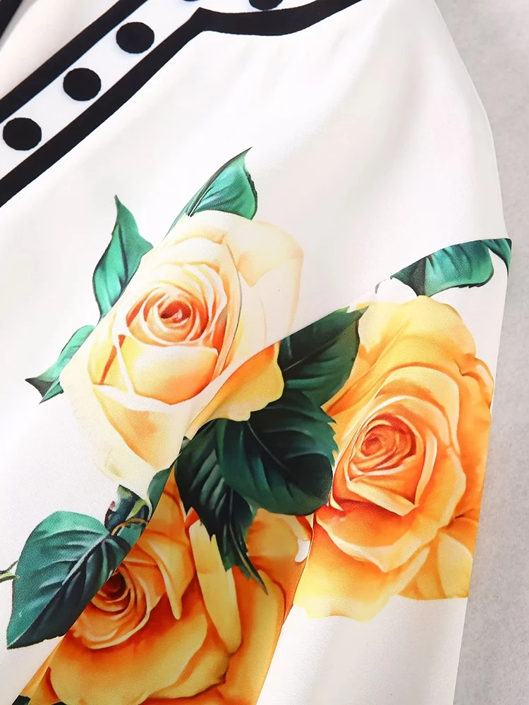 Женское платье макси с круглым вырезом Расклешенным рукавом и цветочным принтом