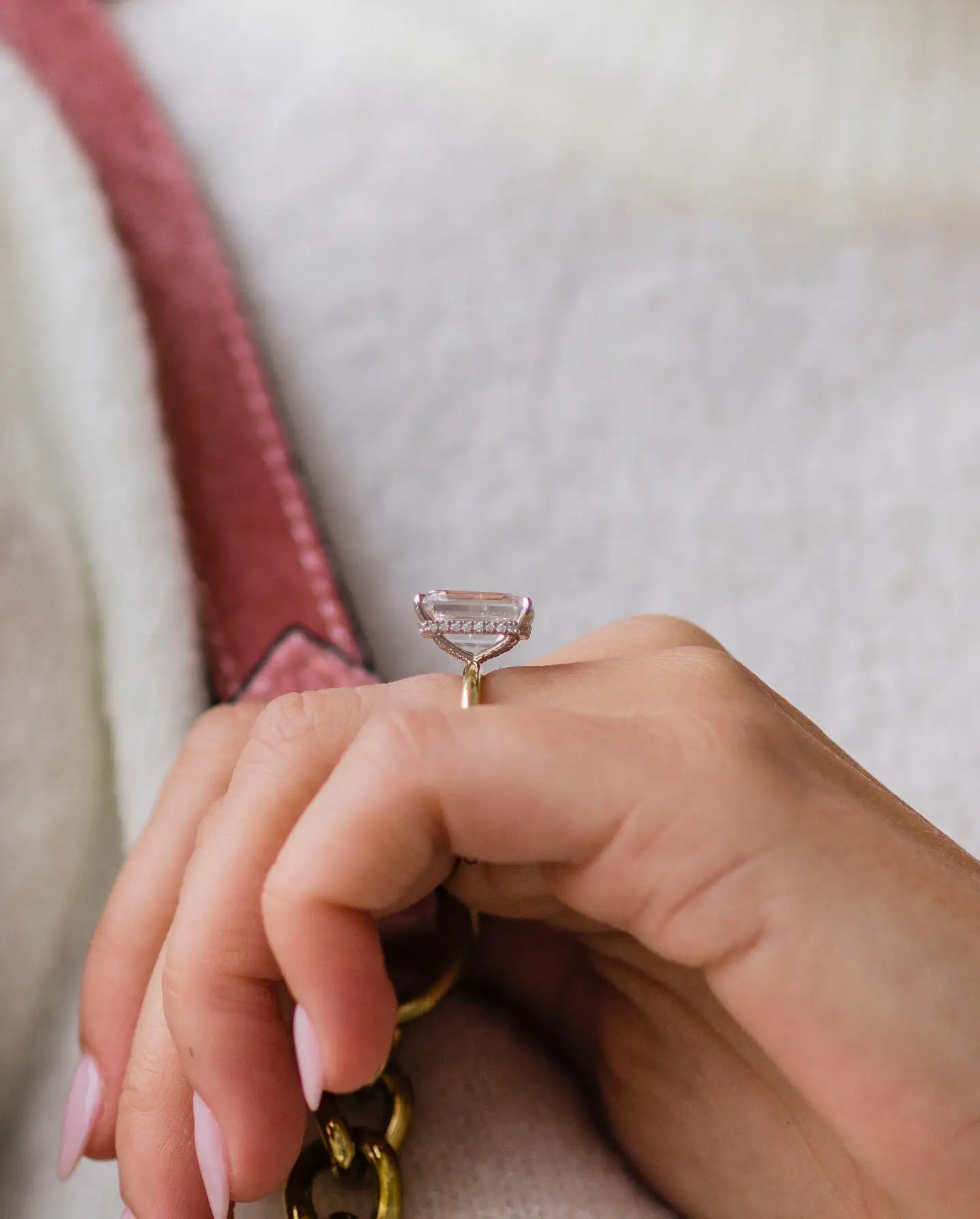 JOVOVASMILE Missanite Diamond Wedding Ring 5.5 Carat 12x8.5mm Elongated Emerald Cut Two-Tone 18k Yellow White Gold Solitaire