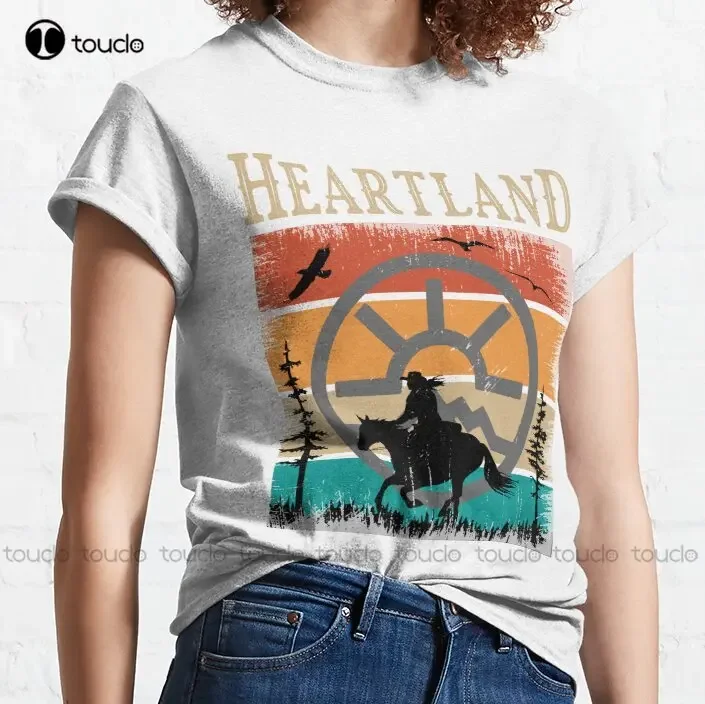 Heartland Ranch Sunset Ретро Винтаж Любители лошадей Владелец Трендовая футболка Футболки