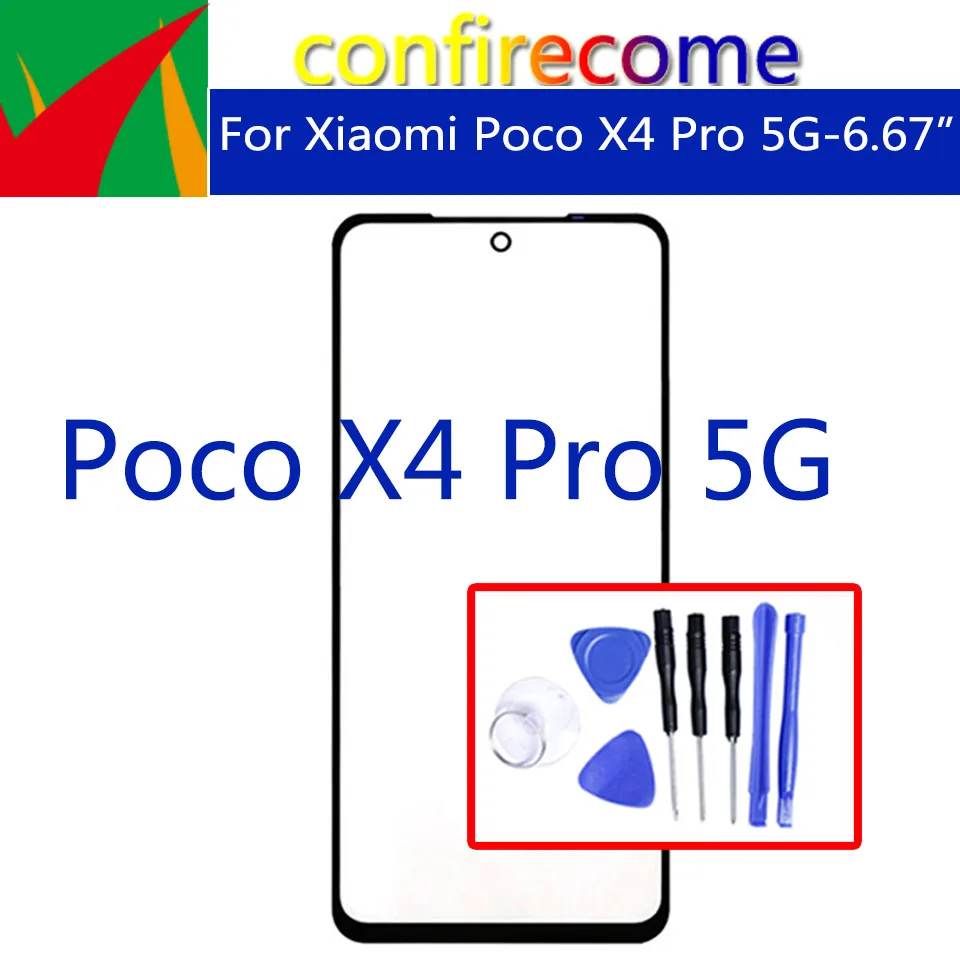 

For Xiaomi Poco X4 Pro 5G Touch Screen Panel Front Outer Glass Lens For PocoX4Pro 5G LCD Front Glass With OCA