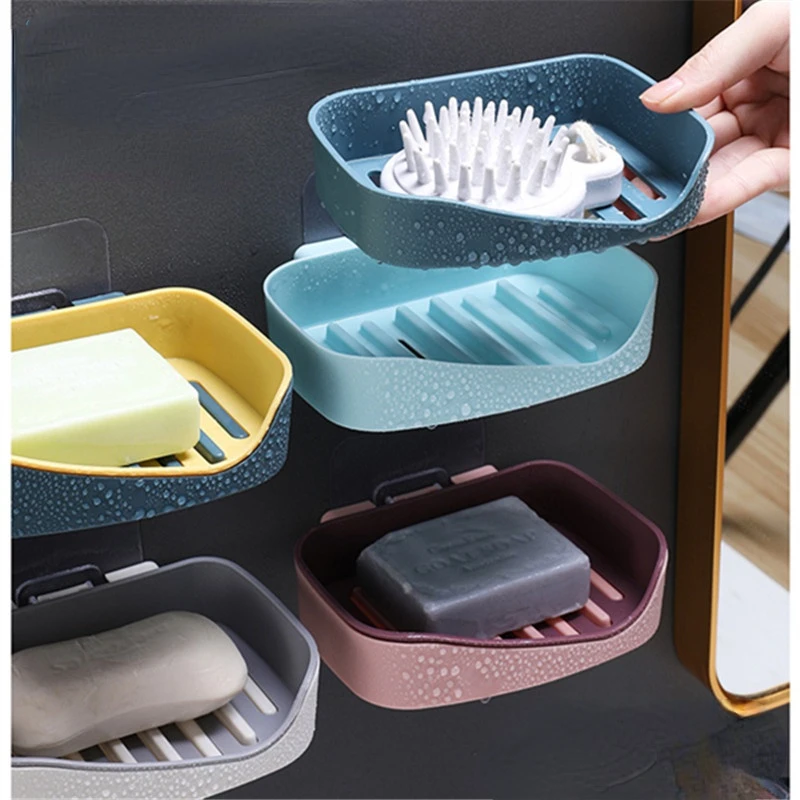 Стеллаж для ванной комнаты Коробка мыла с отверстиями корзина двумя хранения