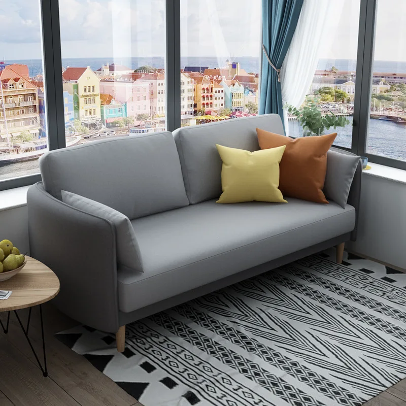 

Современная простая маленькая гостиная двойная хлопковая и льняная разноцветная сетка три знаменитости INS маленький семейный тканевый див...