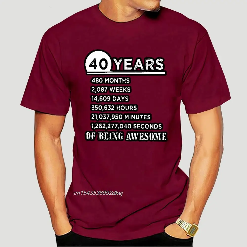 

40 Years Old Of Being Awesome 1980 T Shirts For Men 100% Cotton Cool T-Shirt Crewneck 40th Birthday Gifts Short Sleeve 5406A