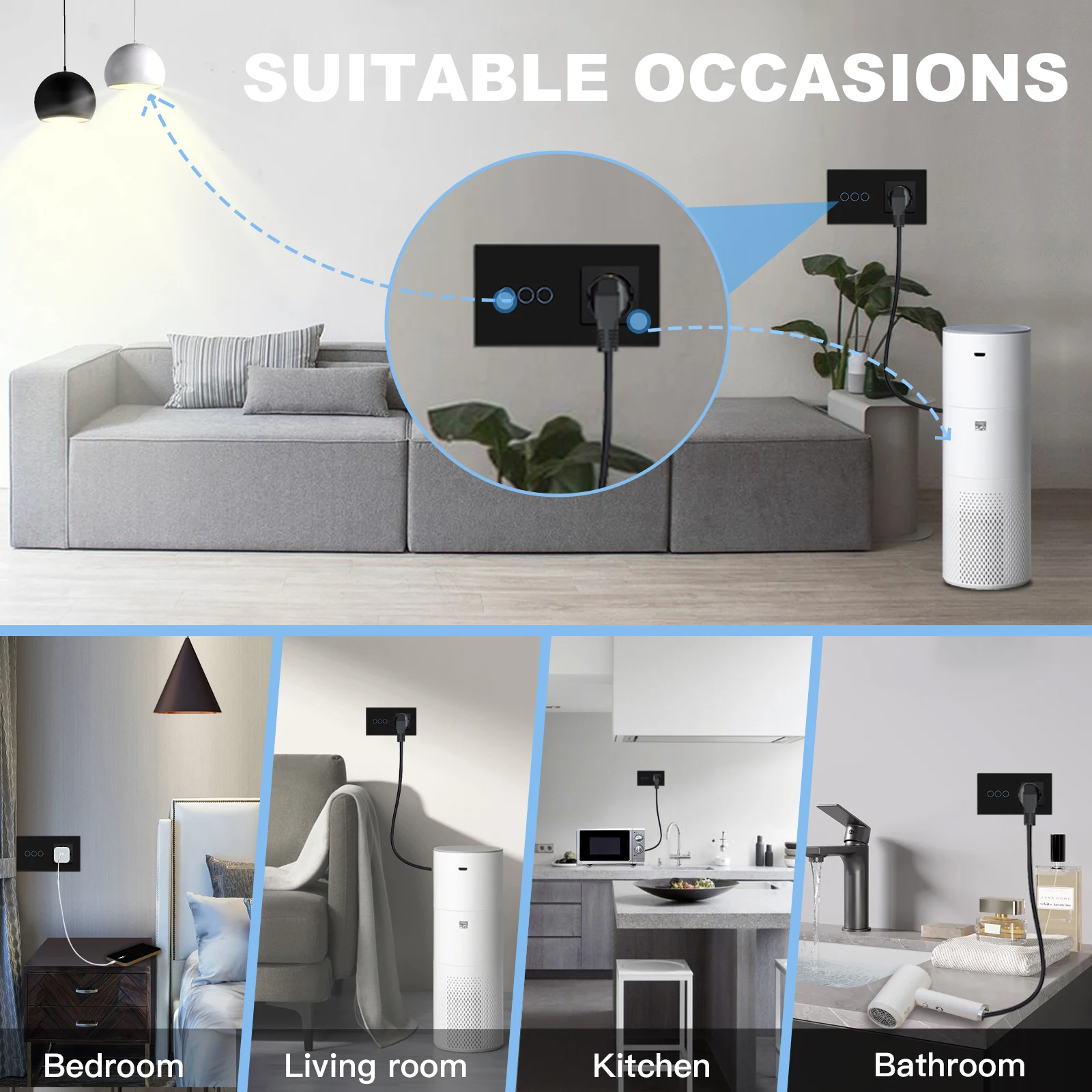 Настенный сенсорный светодиодный переключатель BSEED 1 клавиша диммер розетка с