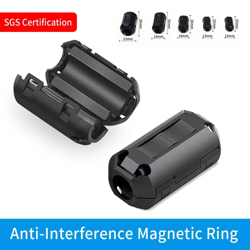 

3pcs Detachable Anti-jamming Buckle Clip Magnetic Ring Filter Degaussing Filter Data Line Electromagnetic Shielding Device