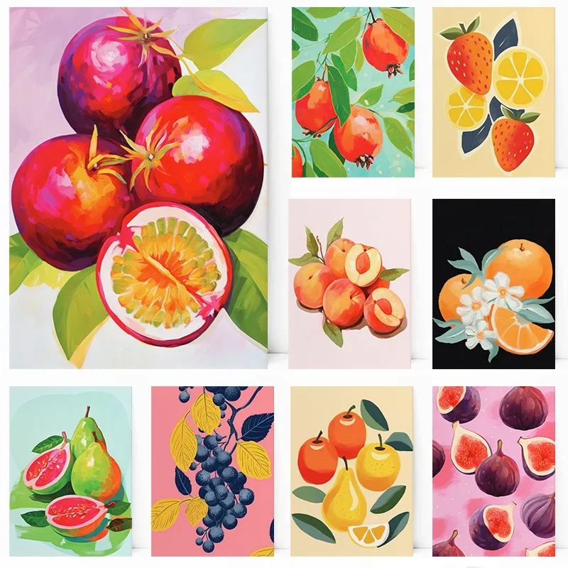 Гуашь фруктовый инжир грейпфрут персик гуава груша клубника страсти плакат