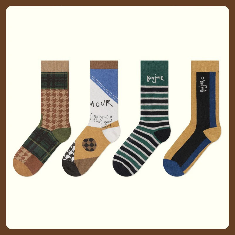 5 Pairs of high quality cotton socks for men and women character socks Mid-tube socks for men and women