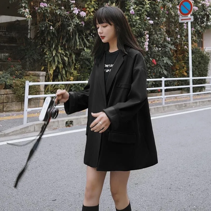 Suit Jacket 2022 Spring Autumn New Style Comfortable And Simple Long-sleeved Casual Street Style Female Office Double-breasted