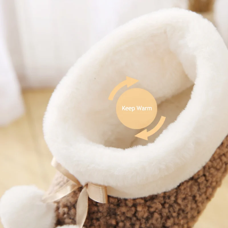 Women's Boots Slippers Home Plush Slipper Female Winter Warm Slippers Women Furry Shoes Chindren Boots Indoor Non-slip Footwear