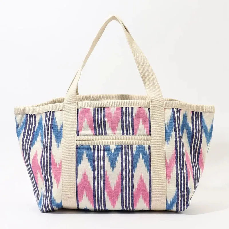 

2022 New Women Canvas Bag Large-capacity Bag Striped Colorblock Print Shoulder Tote Bag Tote Bag