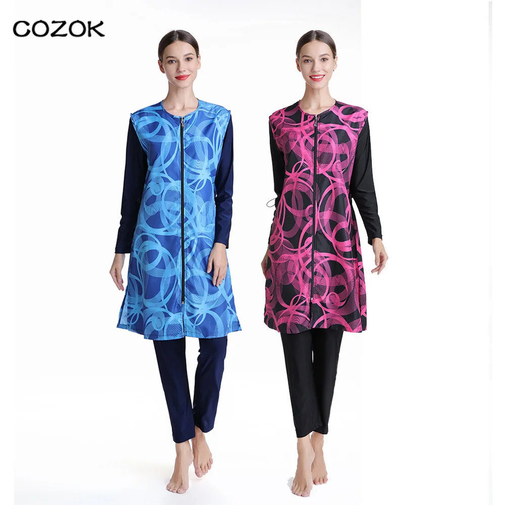 

Printed Swimsuit Vest Loose Long Sleeve Tight New Model Burkini 5x Clothes for Muslim Women Bathing Suit Muslim Swimwear