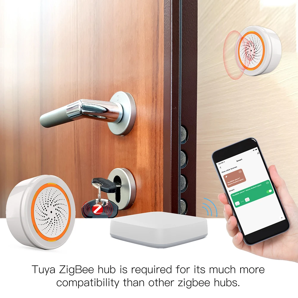 

Tuya Zigbee Siren Alarm Sound Light Sensor Works With Smart Life Home Kitchen