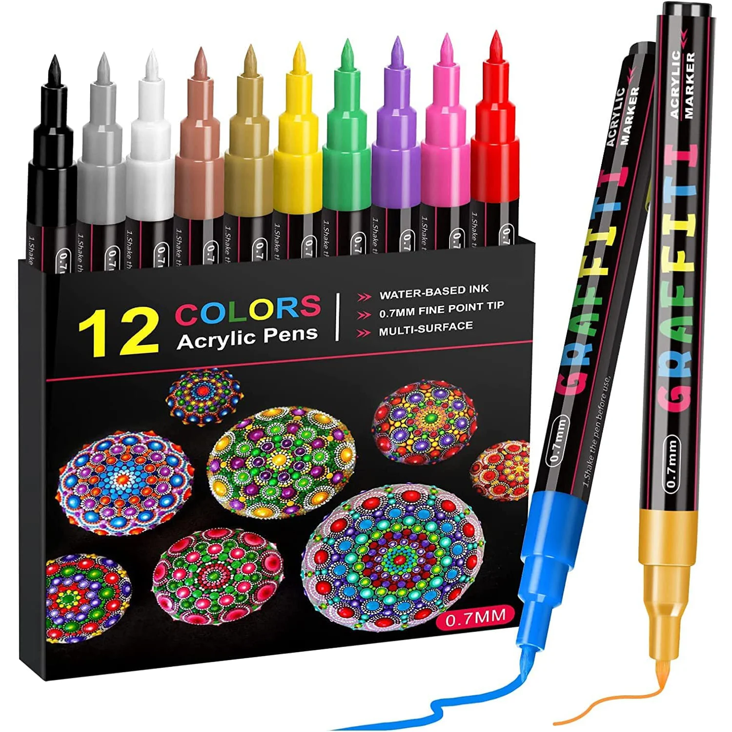 

Acrylic Paint Pens Marker Pens for DIY Craft Projects Waterproof Paint Art Marker for Rock Painting, Ceramic,Wood,0.7mm Fine Tip