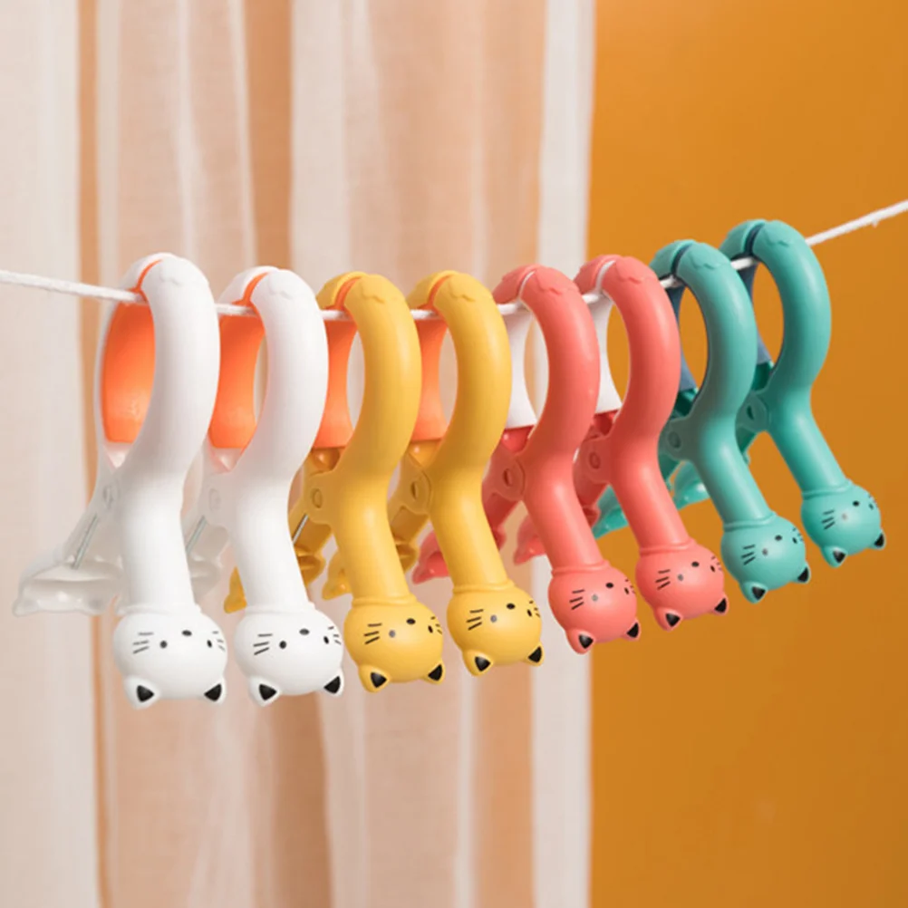 

4 Pcs Non- Clothespin Laundry Pegs Windproof Clips Pp Blanket Fixing Clamp