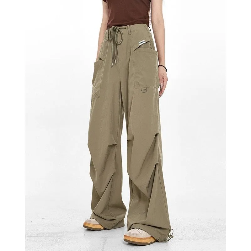 

Deeptown Y2k Harajuku Vintage Cargo Parachute Pants Women Pleated Baggy Hippie Streetwear Casual Jogger Trousers Korean Fashion