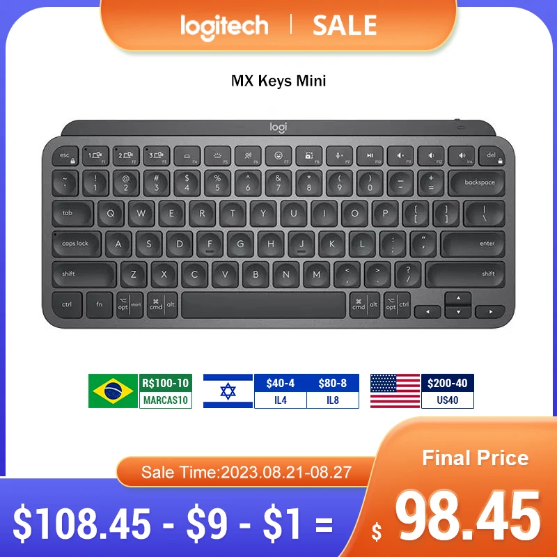 Logitech MX Keys Mini Wireless Keyboard Bluetooth 2.4GHz with Logi Bolt USB Office Gaming Keyboard MX Anywhere 3S Wireless Mouse