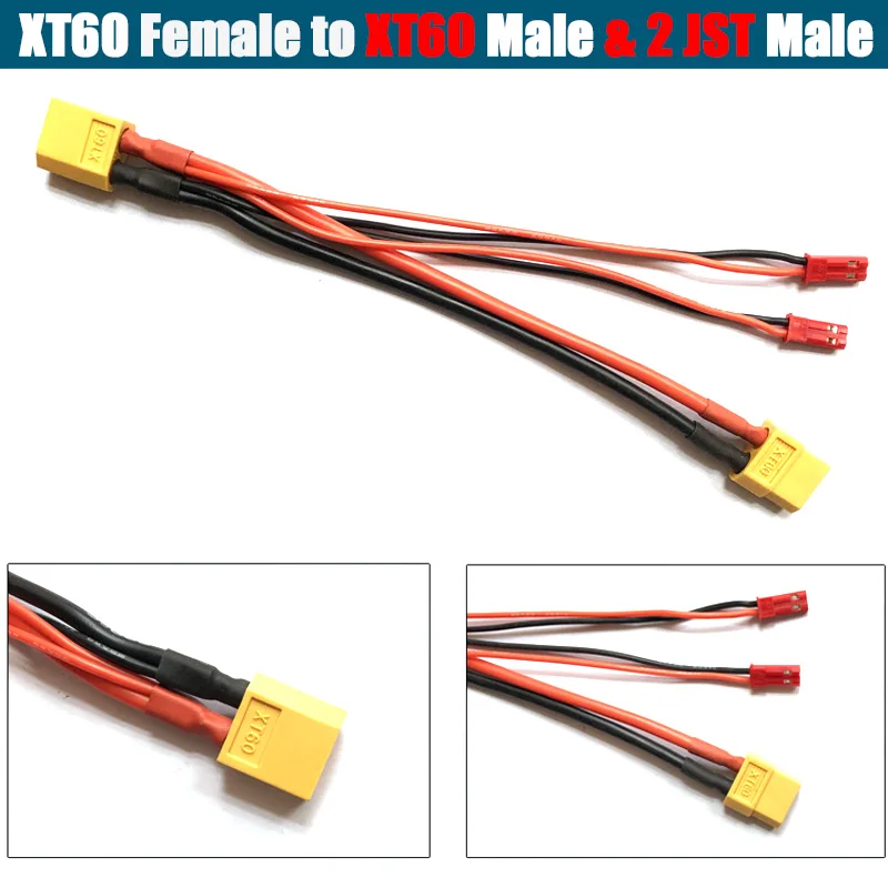 

XT60 Parallel Battery Connector Cable Dual Extension Y Splitter Silicone Wire