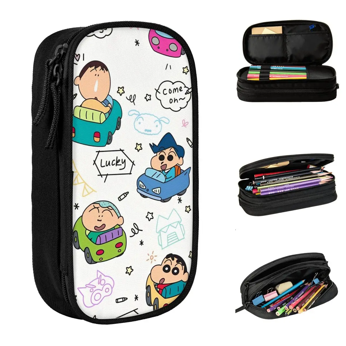 klasyczna kredka Shin-chan Kazama Toru Drive piórnik Anime piórniki długopis uczeń duże torby do przechowywania przybory szkolne zamek