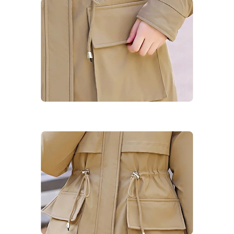 Winter Jacket Women 2022 Thick Warm Long Down Cotton Coat Female Clothing Tops Fashion Fur Collar Hooded Padded Parkas Overcoat