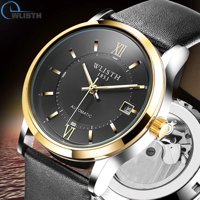 

WLISTH Men Mechanical Watch for Man Bracelet Men's Watch Automatic Luxury Men's Mechanic Watches Business Steel Band Calendar