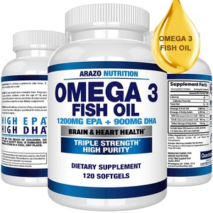 Imported Omega 3 Fish Oil 120 Capsules Supplement for Improved Memory & Heart Health, Brain Health, Bone & Jo