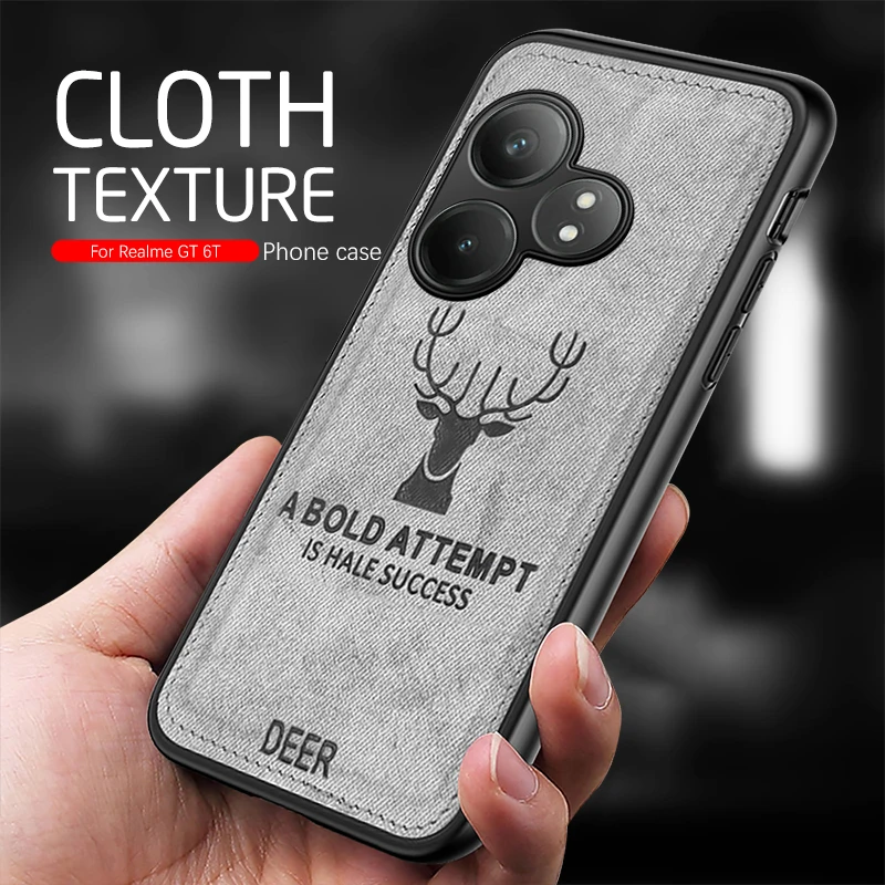 Чехол-накладка из мягкой ткани с рисунком оленя для Realme GT 6 T T6 Neo6 SE