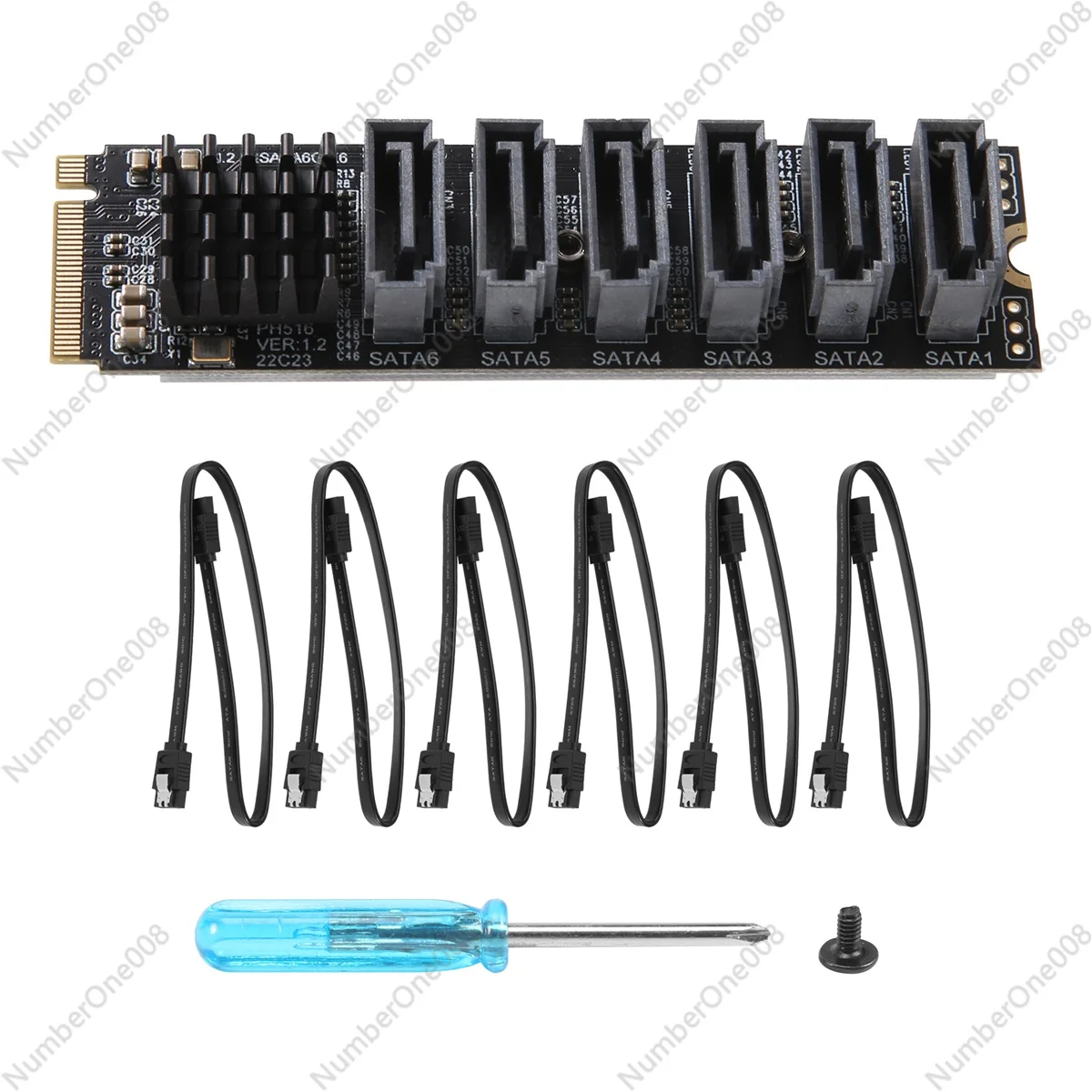 Плата расширения PCIE-SATA 6Gpbsx6-Port + кабель SATA M.2 MKEY PCI-E карта NVME на SATA3.0 ASM1166 поддержка PM