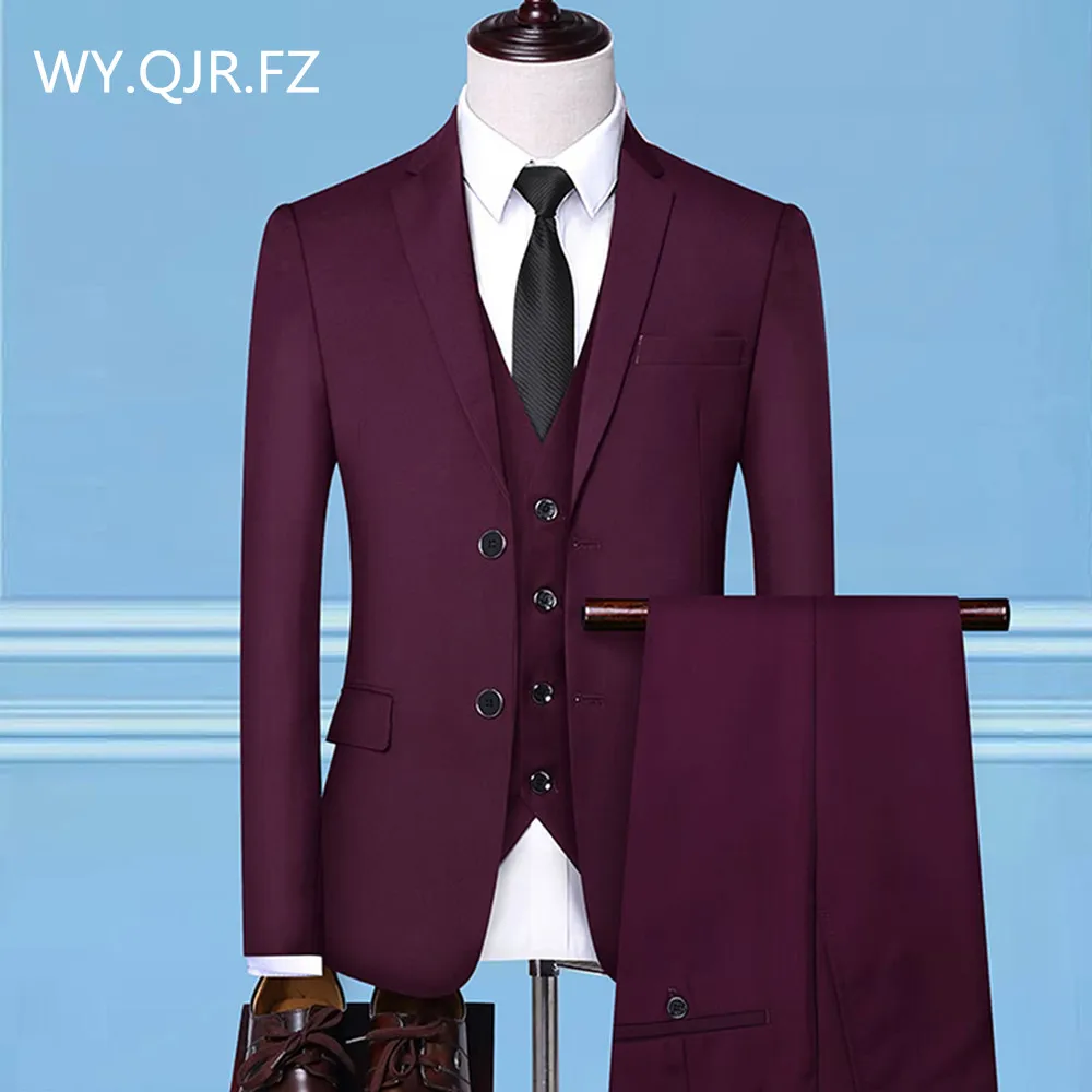 

SQL-306#Groom's Three-piece Wedding Dress Black Suit Burgundy Gary Party Prom Suit best man clothe Cheap Wholesale Fashion Marry