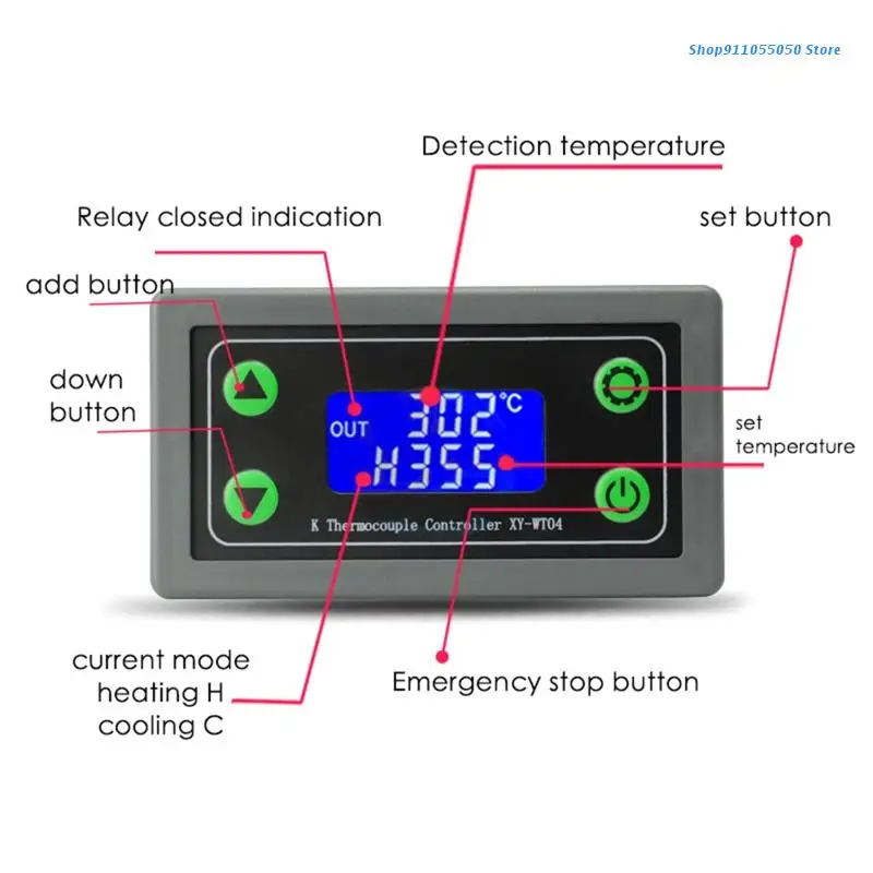

C5AB High Temperature Controller DC 6-30V -99~999℃ High Temperature Digital Smart Thermostat with High Low Temperature Alarm