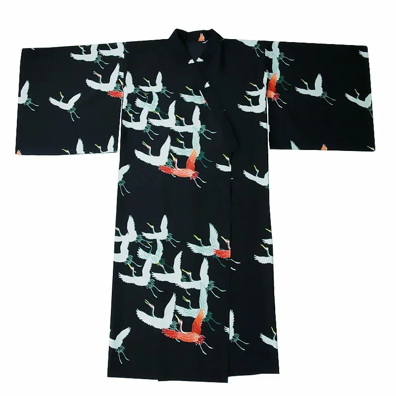 Japanese kimono traditional japanese black yukata new feeling clothes obi geisha costume haori FF607 A