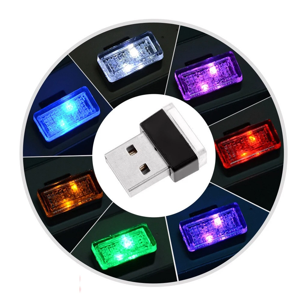

Интерьер автомобиля, USB-питание, автомобильная атмосферная лампа, универсальная USB-светодиодная мини-лампа для автомобиля, для украшения интерьера