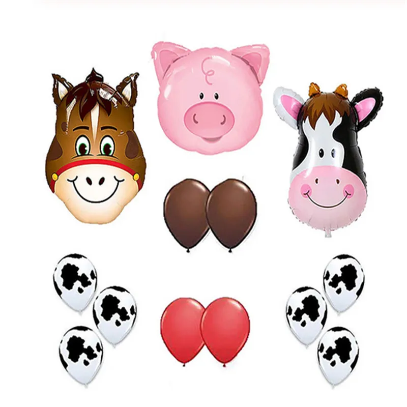 

13pcs/lot Birthday Decoration 44*64cm Pig Cow Neddy Farm Balloons for Farm Animal Theme Party Kid Birthday Party Supplies