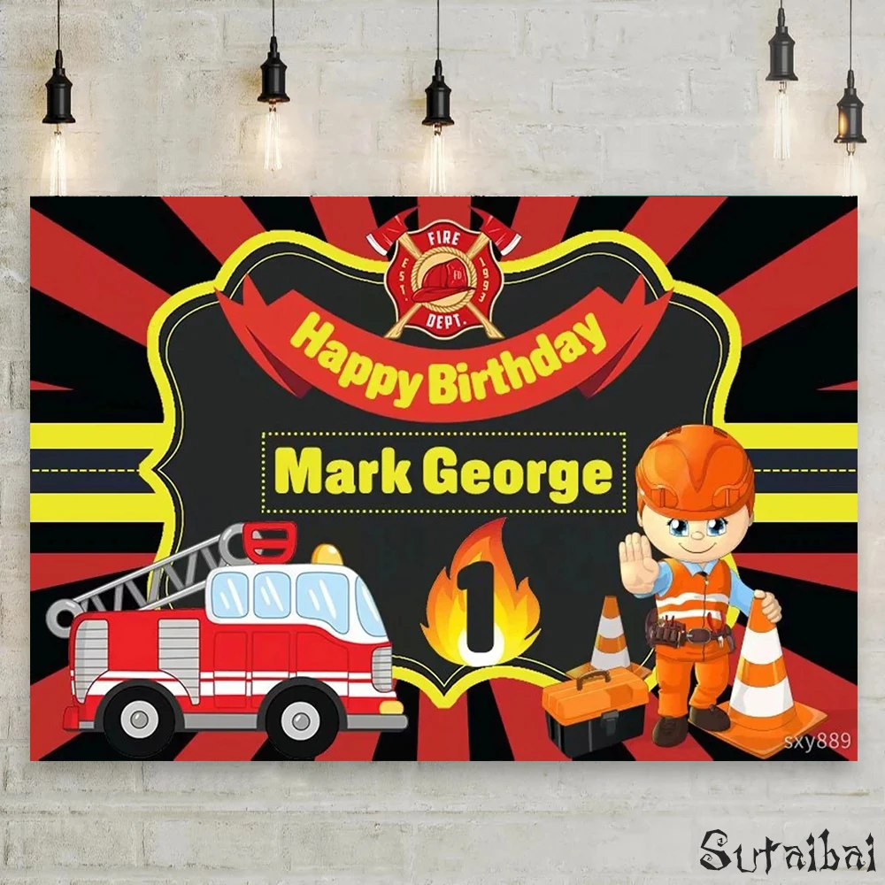 

Firefighter Birthday Party Backdrop Firetruck Fireman Fire Truck Photography Background Boy Birthday Party Decor Photo Studio