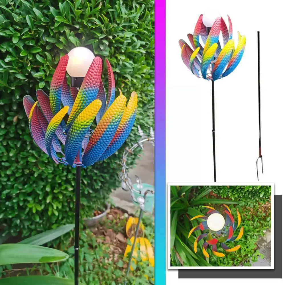 

LED Solar Windmill Colorful Garden Park Landscape Lawn Lamp Outdoor Yard Decorative Waterproof Wind Spinner Rotating E5K8