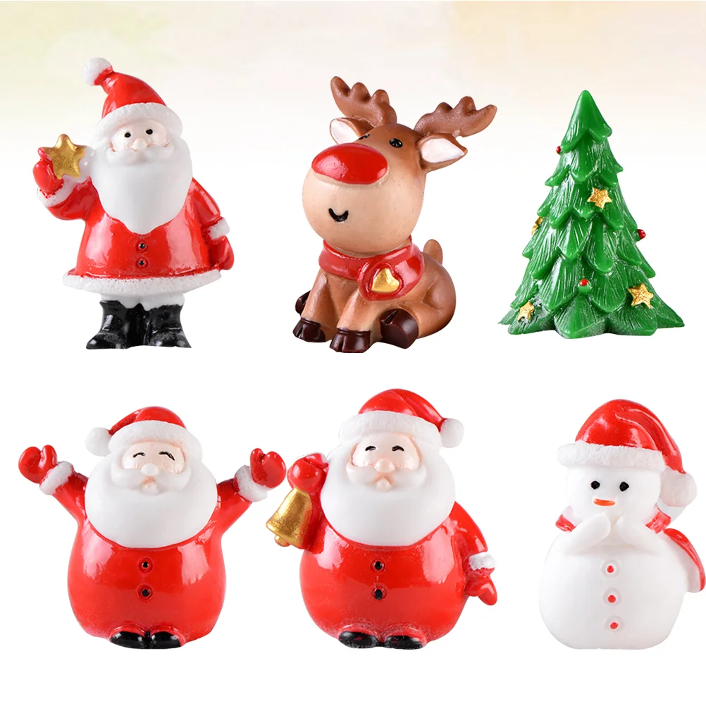 

Christmas Resin Figurines Mini Landscape Micro Ornaments Miniaturesnowman Santa Claus Crafts Ornament Box Gift Craft