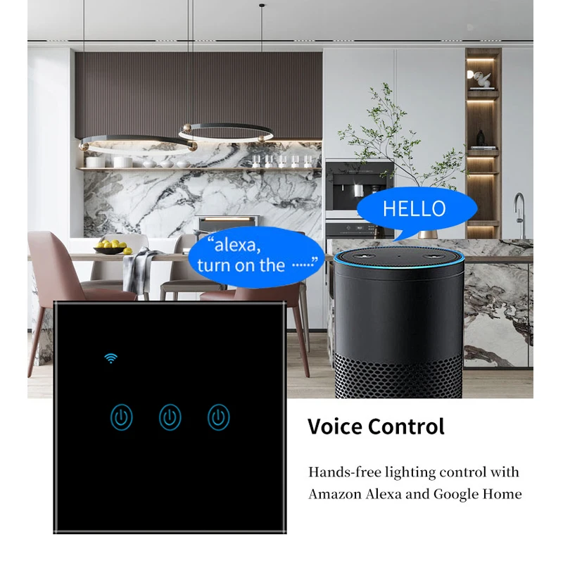 Стеклянная панель UBARO Tuya переключатель Wi-Fi для умного дома Google Assistant Alexa голосовое