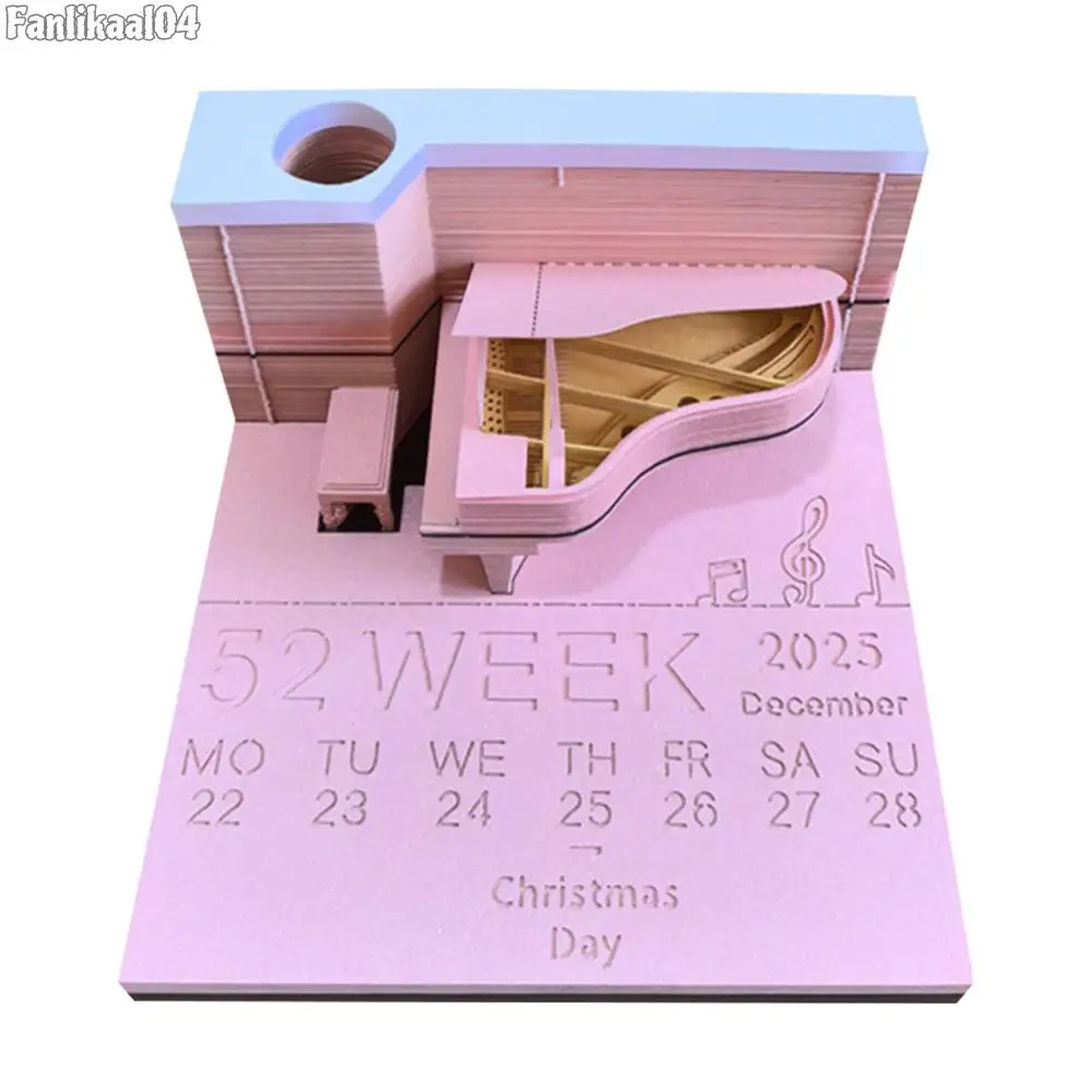Настольный календарь на фортепиано 2025 год 3D резьба по бумаге художественный