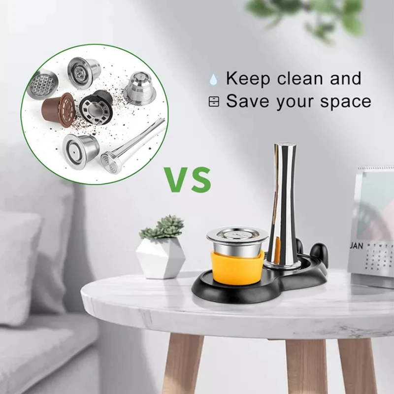 

Stainless Steel Coffee Capsule Hammer Base Set Refillable Coffee Pod Coffee Machine Accessories For Nespresso
