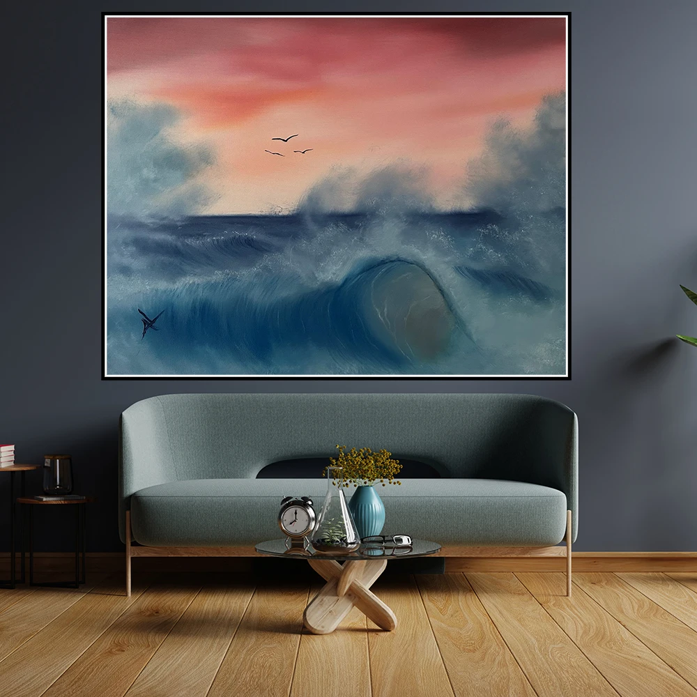 

Ocean Wave Beautiful Scenery Perspective Wall Art Poster And Prints Picture Canvas Painting Decoration Home Decor for Bedroom