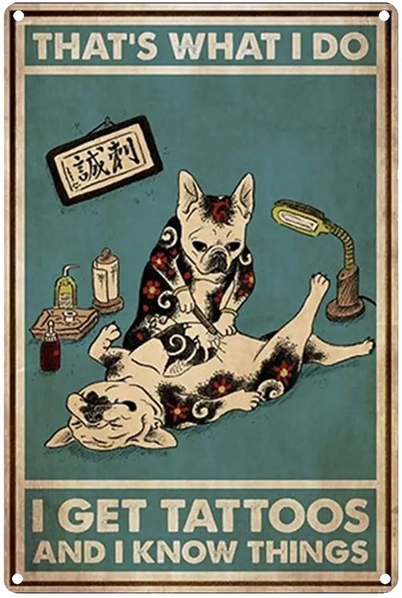 

Винтажный металлический жестяной знак, кошка, ретро жестяной декоративный знак, Настенный декор-вот что я делаю, тату и я знаю вещи