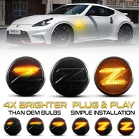 2pcs led dynamic amber side marker lights turn signal sequential blinker lamps for nissan 370z coupe nismo z34 2009 2020 canbus