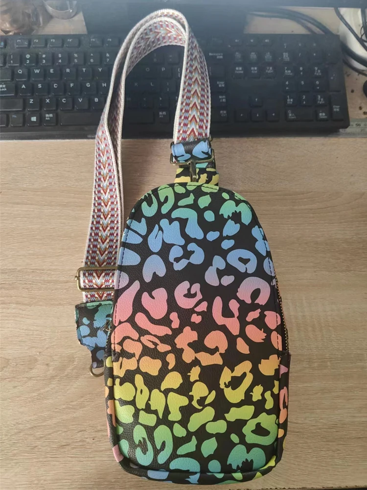 Fashion Leopard PU Leather Sling Bags Women Casual Vintage Guitar Strap Crossbody Chest Bag Ladies Street Versatile Fanny Packs