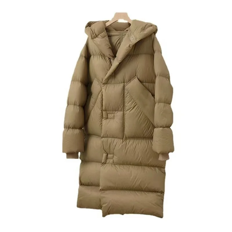 Women's Down Jacket Long Winter 2023 New Oversized Warm Thick Casual Coat Female High Street Bat Sleeve Loose Down Parkas Parks