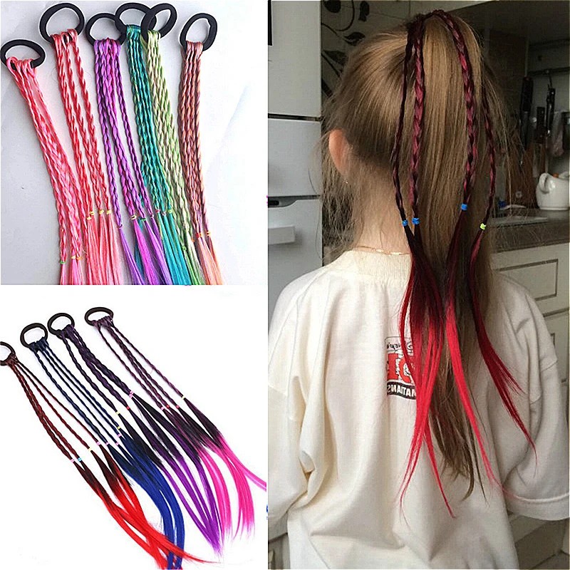 

new 1pcs New Simple Kid Elastic Hair Band Rubber Hair Accessories Kids Wig Headband Girls Twist Braid Rope Headdress Child Gift