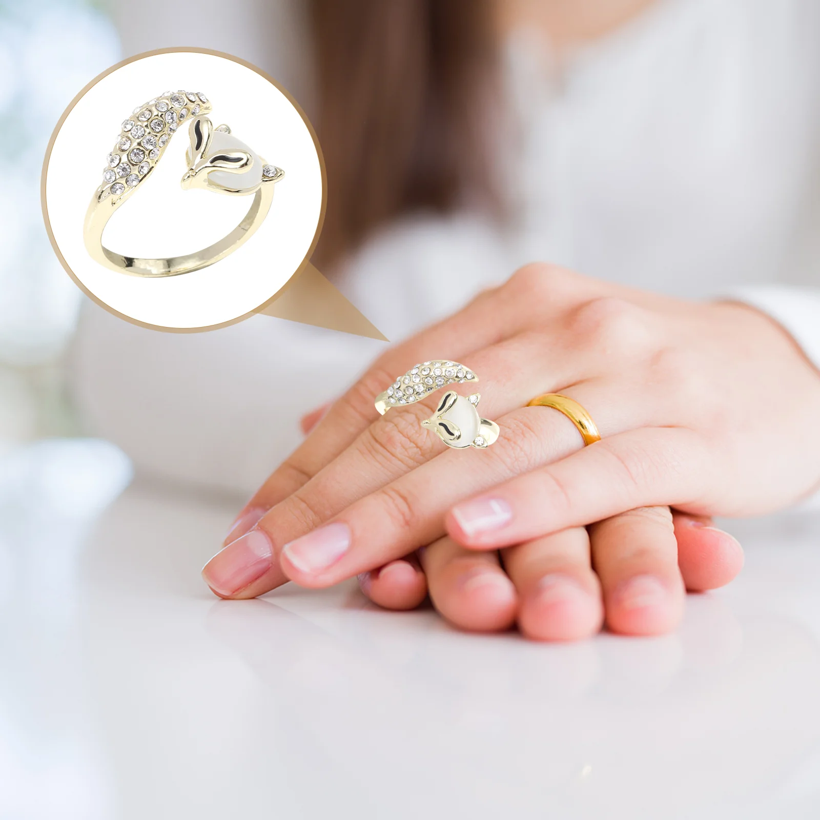 

Rhinestones Open Ring Animal Open Finger Ring Costume Clothing Accessory