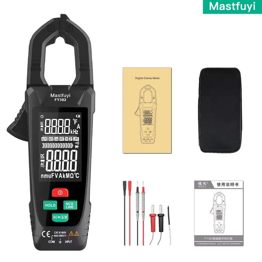 

Profession Digital Clamp Meter Large Screen Multimeter 9999 Counts AC Voltage Current Capacitance Auto correction of wrong gear