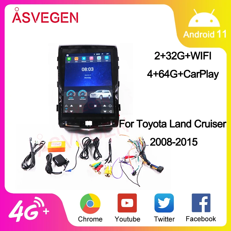 

12.1'' Car Multimedia Player For Toyota Land Cruiser 2008-2015 Android 11 GPS Navigation Automotive Bluetooth Car Stereo