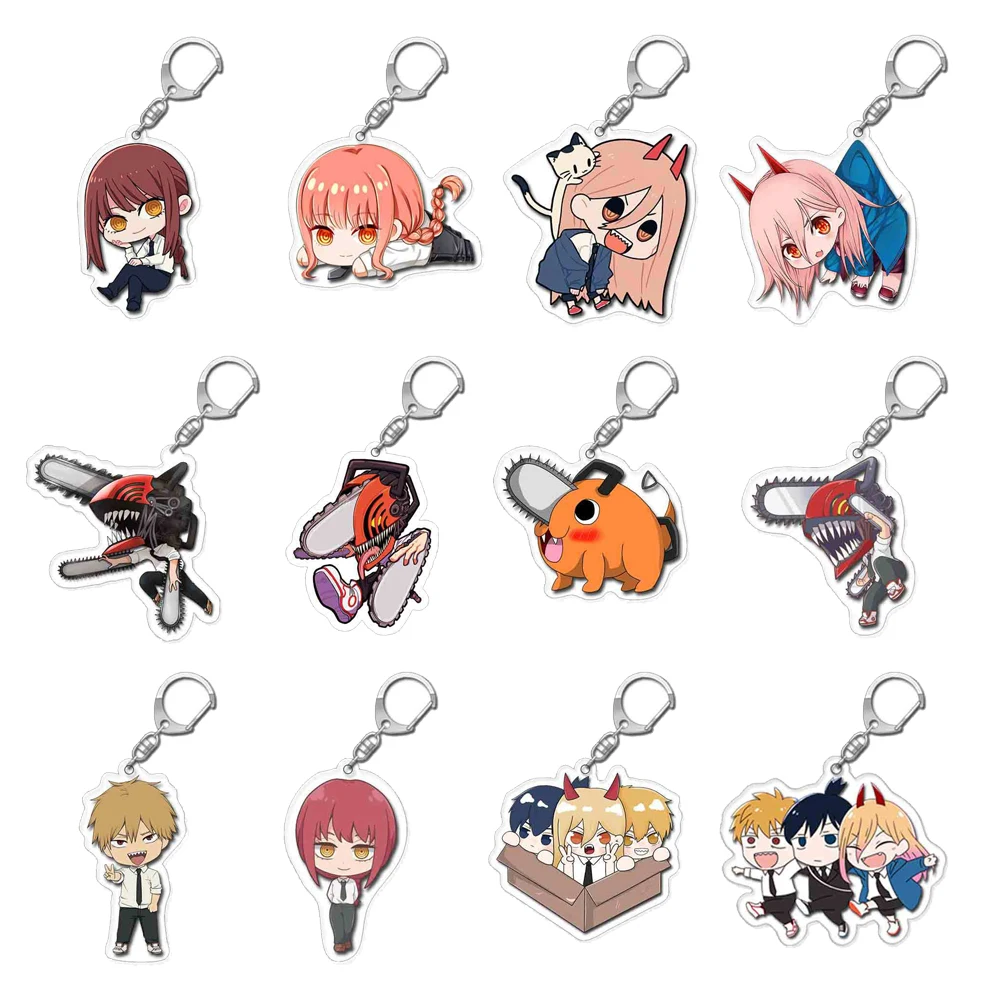 

Chainsaw Man Cosplay Keychain Cartoon Denji Power Hayakawa Aki Transparent PVC Double Sided Key Chain Pendant Christmas Fan Gift