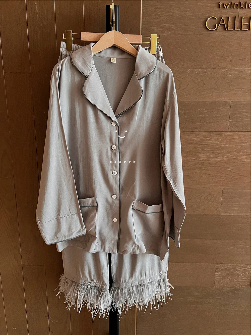 2023 Party Fairy Pajamas for Women Winter Luxury Ostrich Hair Pajamas Home Clothing Two-piece Set Feather SleepWear Home Suit